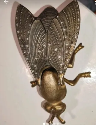 Cenicero Mosca Bronce Antiguo
