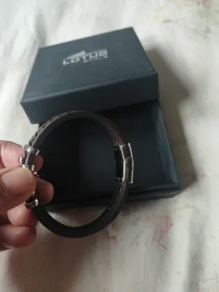 Pulsera Lotus Cuero Marrón y Plata