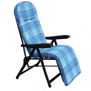 Poltrona Relax Blu Scozzese Reclinabile Automatica