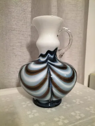 Vaso Murano Vetro Blu Bianco