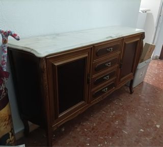 Consola Mármol y Espejo Madera