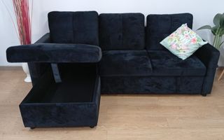 Sofá Cama PAU-Black, Chaiselong. Arcón. EN OFERTA!