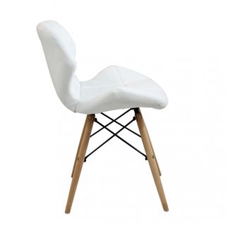 Sedia Design Ecopelle Legno Senza Braccioli Bianco