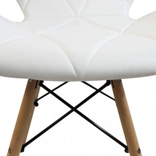 Sedia Design Ecopelle Legno Senza Braccioli Bianco