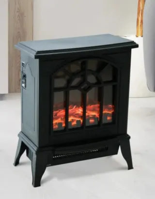 Estufa eléctrica efecto chimenea negra