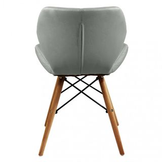 Sedia Design Ecopelle Legno Senza Braccioli Grigio