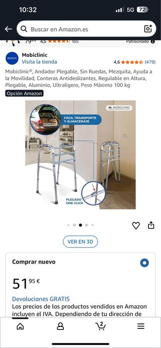 Andador Mobiclinic Plegable Sin Ruedas
