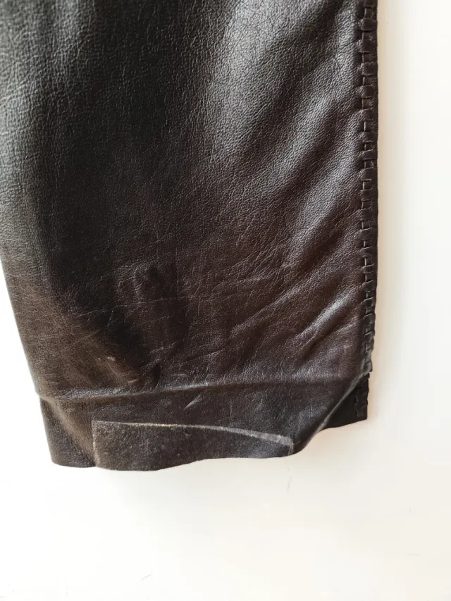 Pantalón Cuero Marrón Chocolate Mango