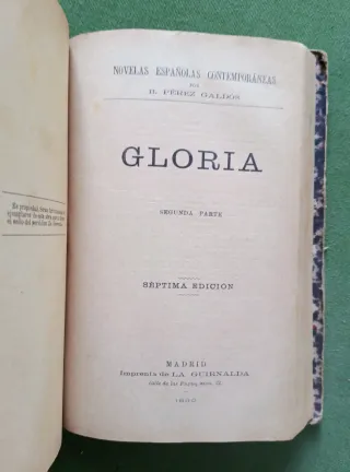Gloria. Benito Pérez Galdós. 1890.