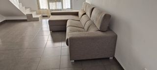 Sofá chaiselongue tela gris