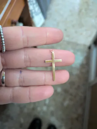 Cruz Lisa Palo Oro 18k Plana