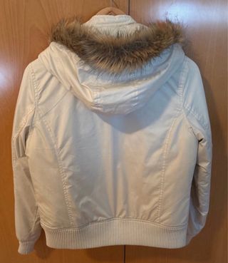 Chaqueta Roxy Beige con Capucha y Pelo
