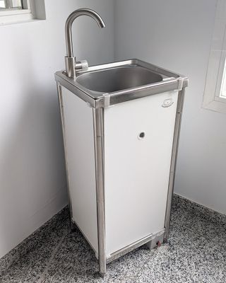 Lavamanos Autónomo Inoxidable y Melamina Blanca