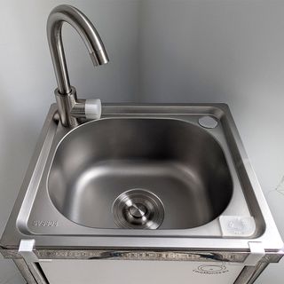 Lavamanos Autónomo Inoxidable y Melamina Blanca