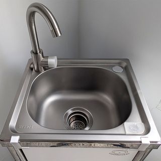 Lavamanos Autónomo Inoxidable y Melamina Blanca