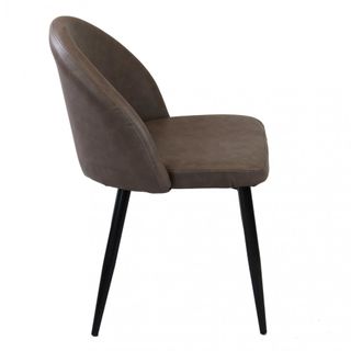 Poltrona Pranzo Imbottita Ecopelle Metallo Marrone