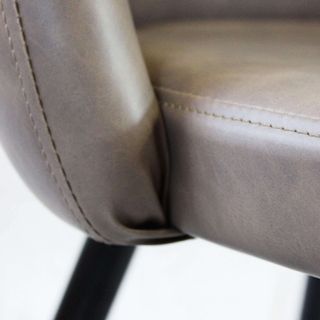 Poltrona Pranzo Imbottita Ecopelle Metallo Marrone