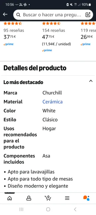 Juego de 6 tazas de café inglesas Churchill