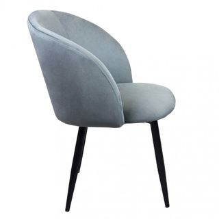 Sedia Pranzo Imbottita Velluto e Metallo Grigio