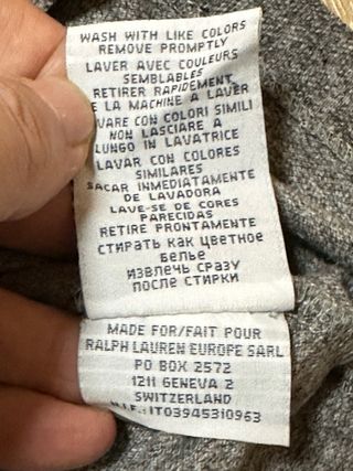 Polo Ralph Lauren Gris Manga Larga