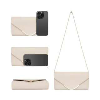 Pochette donna beige con catena oro