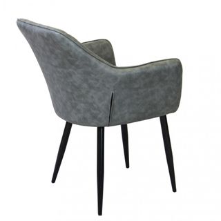 Sedia Pranzo Imbottita Ecopelle e Metallo Grigio