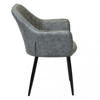 Sedia Pranzo Imbottita Ecopelle e Metallo Grigio