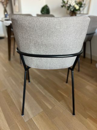 Set 4 Sillas Tapizadas Marrón Metal Negro SKLUM