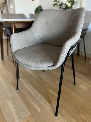 Set 4 Sillas Tapizadas Marrón Metal Negro SKLUM