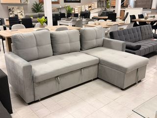 Sofá cama chaise longue reversible con arcón