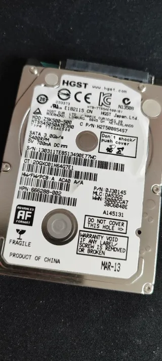 Disco Duro HGST 2.5 SATA 500GB