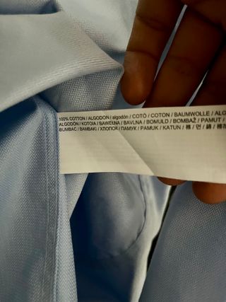 Camisa Mango Hombre Azul Manga Larga