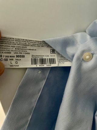 Camisa Mango Hombre Azul Manga Larga