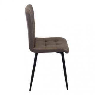 Sedia Pranzo Imbottita Ecopelle e Metallo Marrone