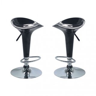 Set 2 Sgabelli Bar Regolabili 360 Poggiapiedi Nero