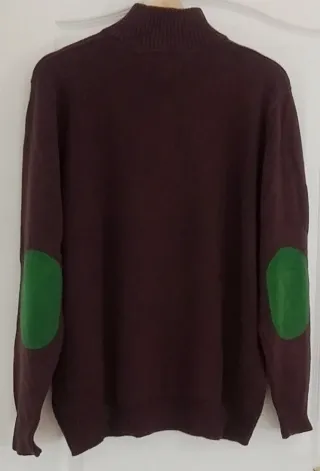 Jersey de punto marrón con cremallera