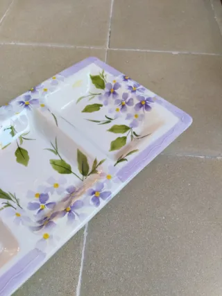 Vassoio in ceramica porta salse con fiori