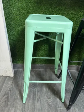 Taburete alto metálico color teal