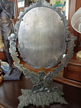 Specchiera da tavolo antica in bronzo stile Rococò