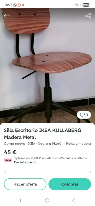 Silla giratoria Ikea KULLABERG