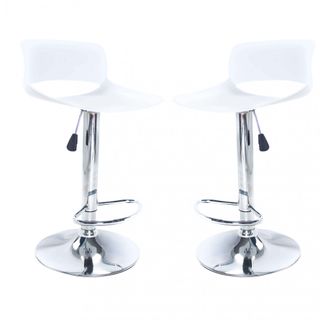 Set 2 Sgabelli Alti Bar Acciaio e Plastica Bianco