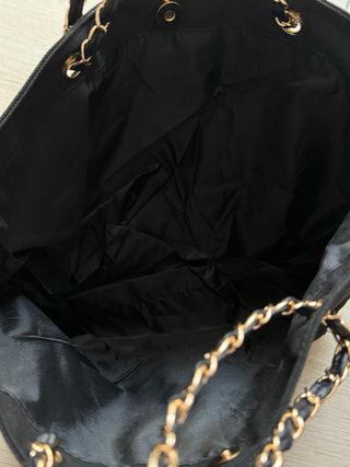 Borsa tote Chanel cotone nero e oro