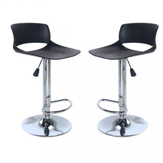 Set 2 Sgabelli Alti Bar Acciaio e Plastica Nero