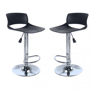 Set 2 Sgabelli Alti Bar Acciaio e Plastica Nero