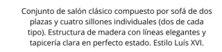 Sofa silla Conjunto Salón Luis XVI 5 Piezas