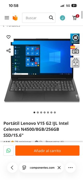 Portátil Lenovo V15 G2 IJL Intel Celeron