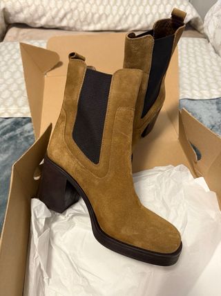 Botín tacón ante marrón talla 39