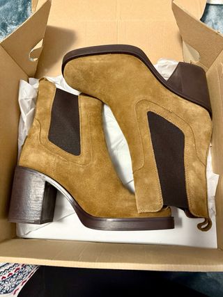 Botín tacón ante marrón talla 39