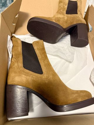 Botín tacón ante marrón talla 39