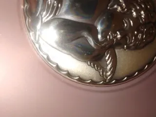 Piatto in vetro e argento con angelo